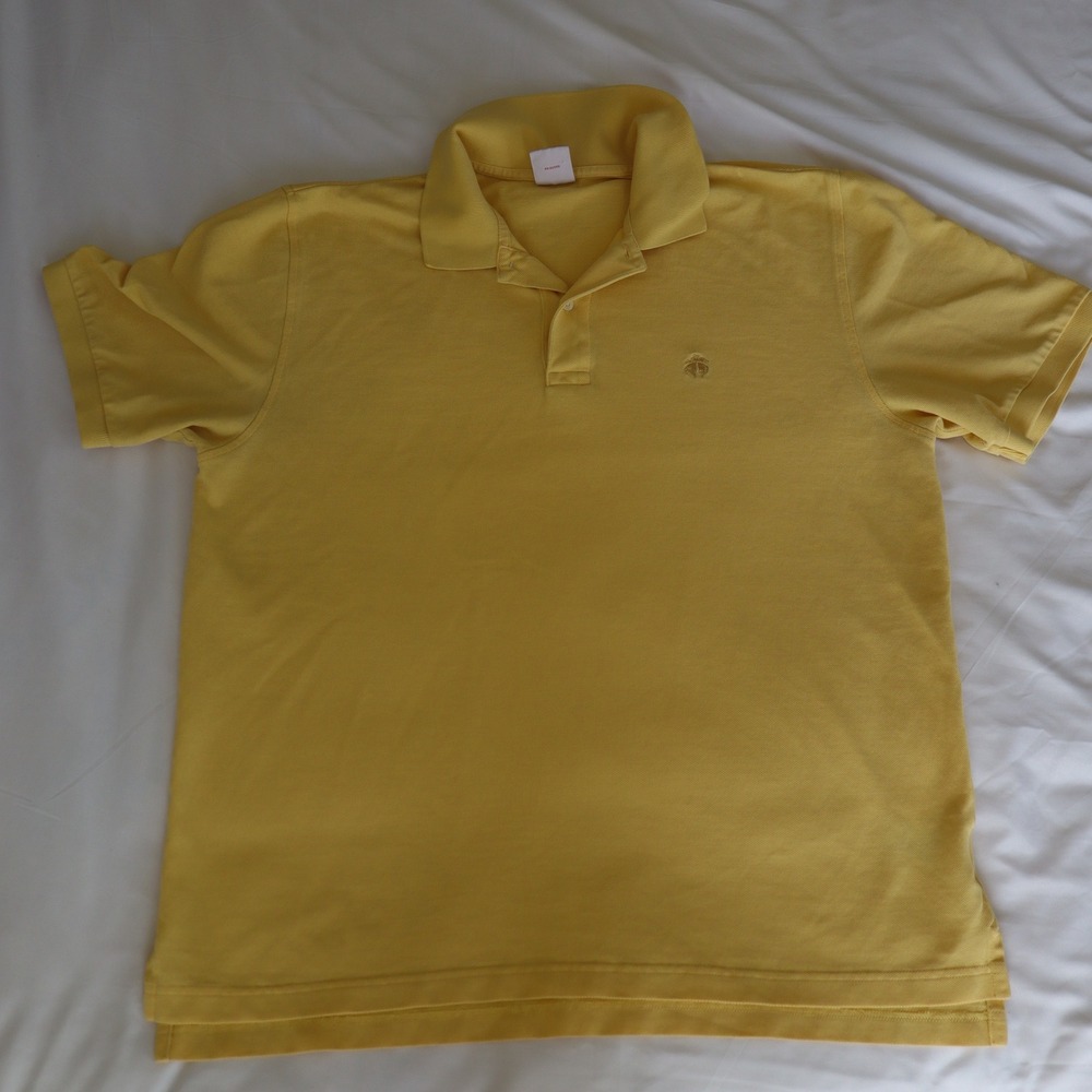 Brooks Brothers Performance Polo‎ Yellow Shirt Original Fit Cotton Men's Large